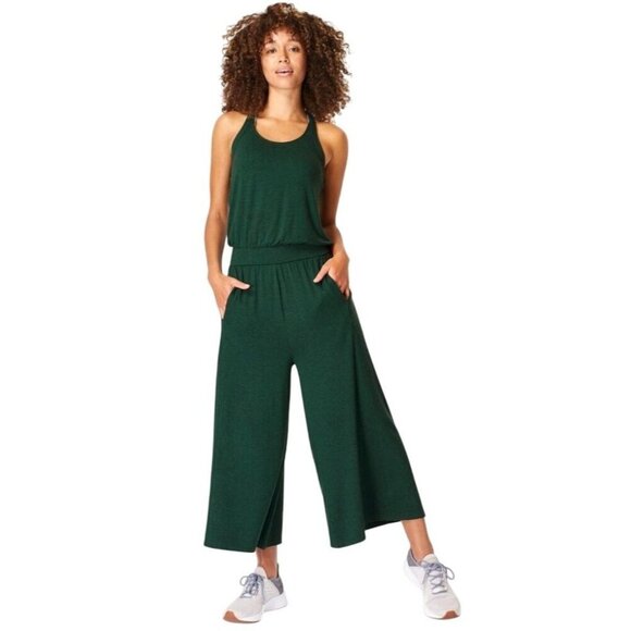 Sweaty‎ Betty Jumpsuit Women Large Green Serenity Culotte Wide Leg Athleisure - Picture 1 of 12